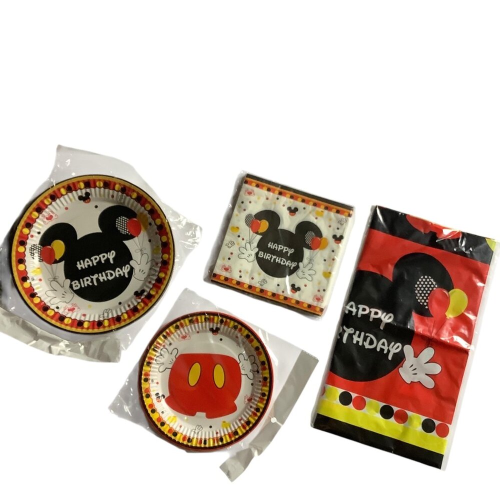 Mickey Mouse‎ Birthday Party Set Plates Dessert Napkins Table Cover for 10 Kids